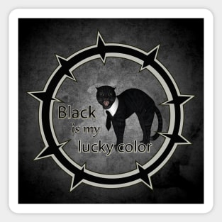 Funny cat, black ist my lucky color Sticker